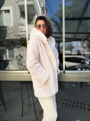 KREM KAPŞONLU KÜRK