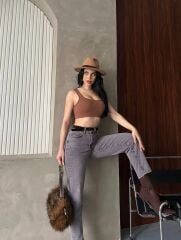 YIKAMALI KAHVERENGİ MOM JEANS