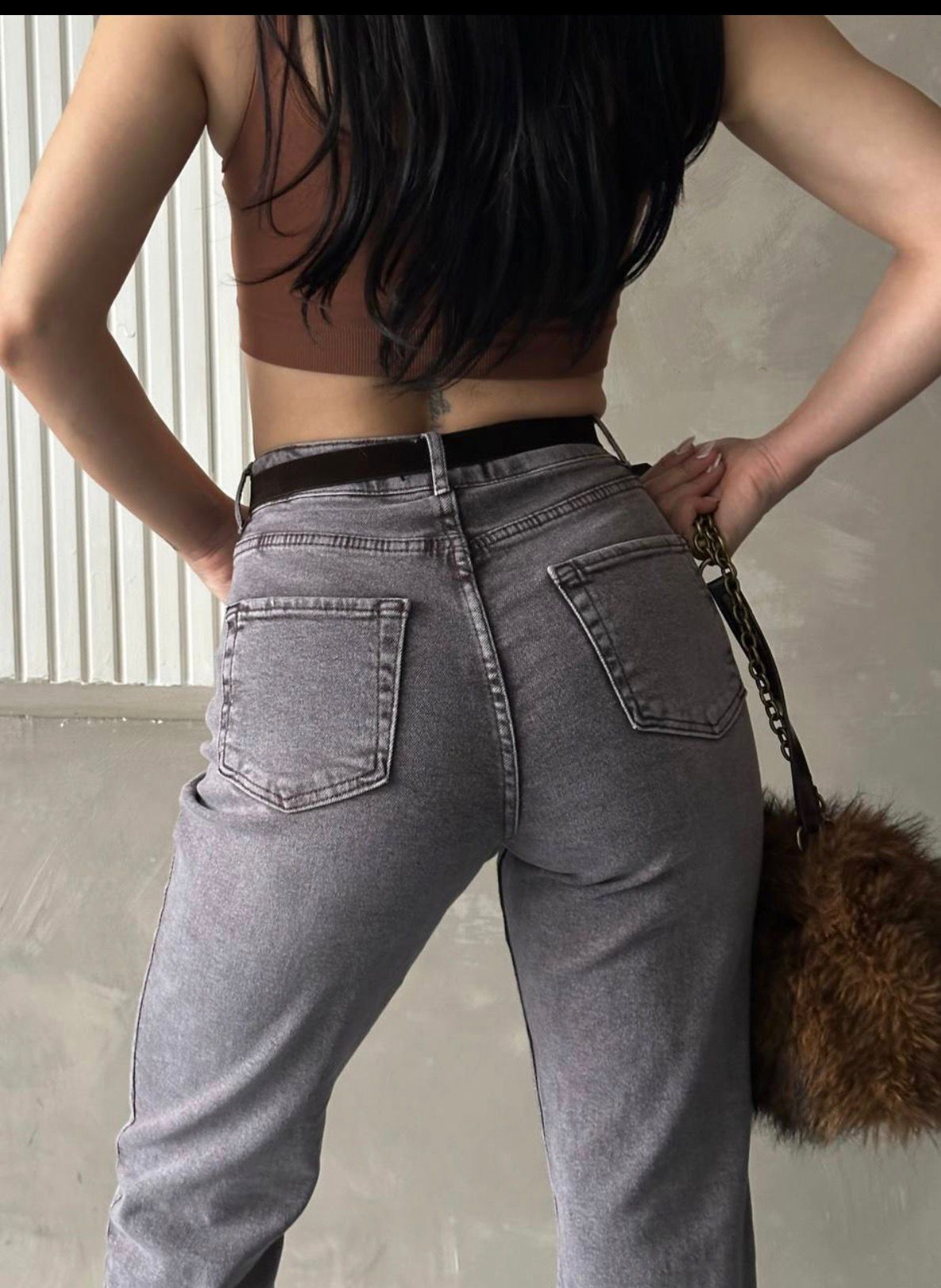 YIKAMALI KAHVERENGİ MOM JEANS